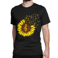 Sunflower Music Note Music Lovers Classic T-shirt | Artistshot