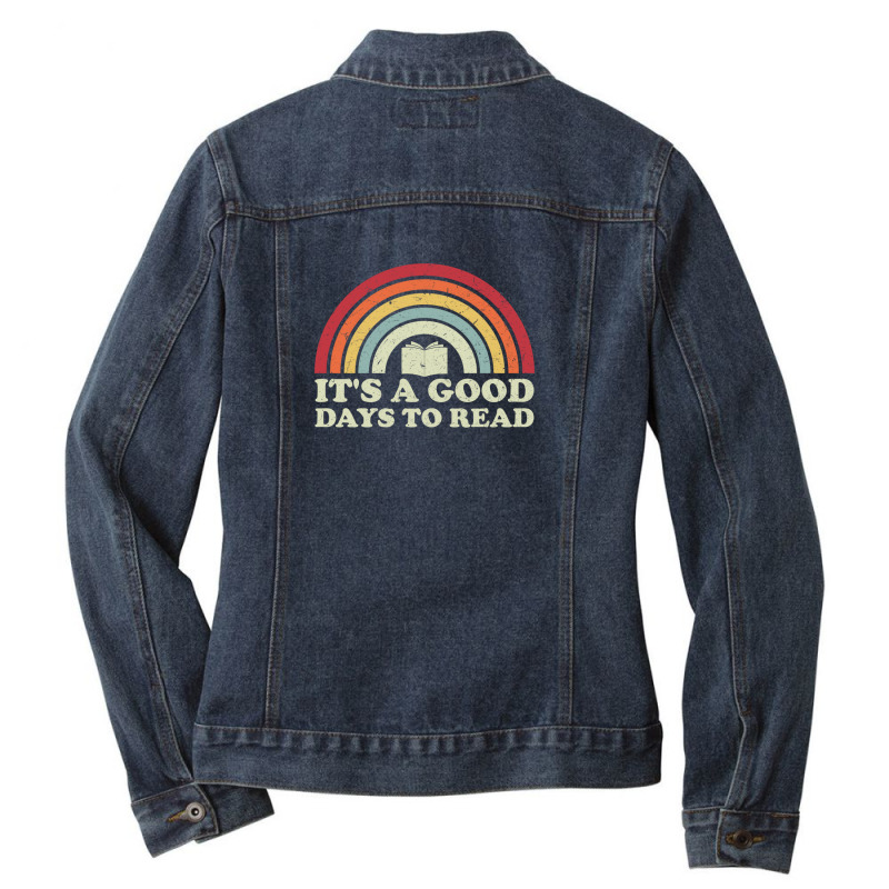 It's A Good Days To Read, Reading Rainbow Retro Ladies Denim Jacket by NQ Artist | Artistshot