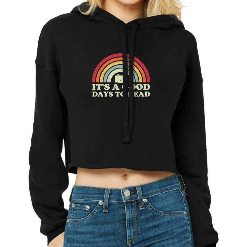 It's A Good Days To Read, Reading Rainbow Retro Cropped Hoodie by NQ Artist | Artistshot