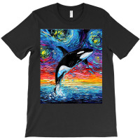 Orca Killer Whale Starry Night Colorful Ocean Art By Aja T-shirt | Artistshot