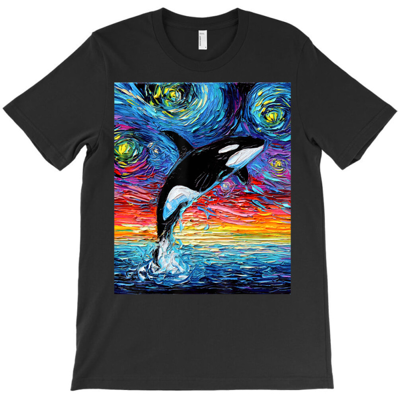 Orca Killer Whale Starry Night Colorful Ocean Art By Aja T-shirt | Artistshot