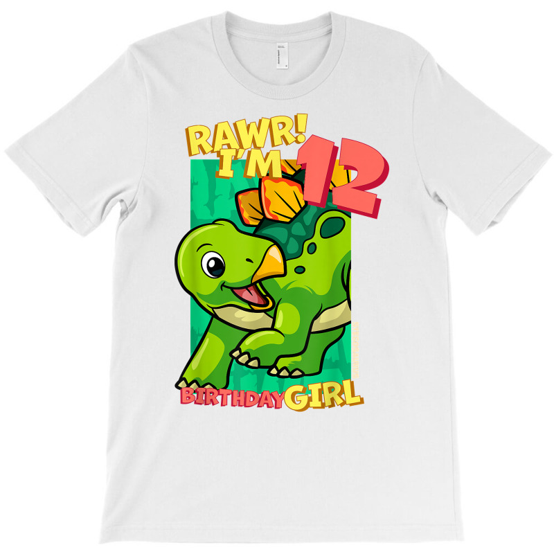 Rawr! I'm 12 Birthday Girls 12th Birthday Dino Stegosaurus T Shirt T-shirt | Artistshot