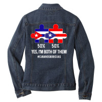 Half Cuban Half Dominican Flag Map Combined Cuba Rd T Shirt Ladies Denim Jacket | Artistshot