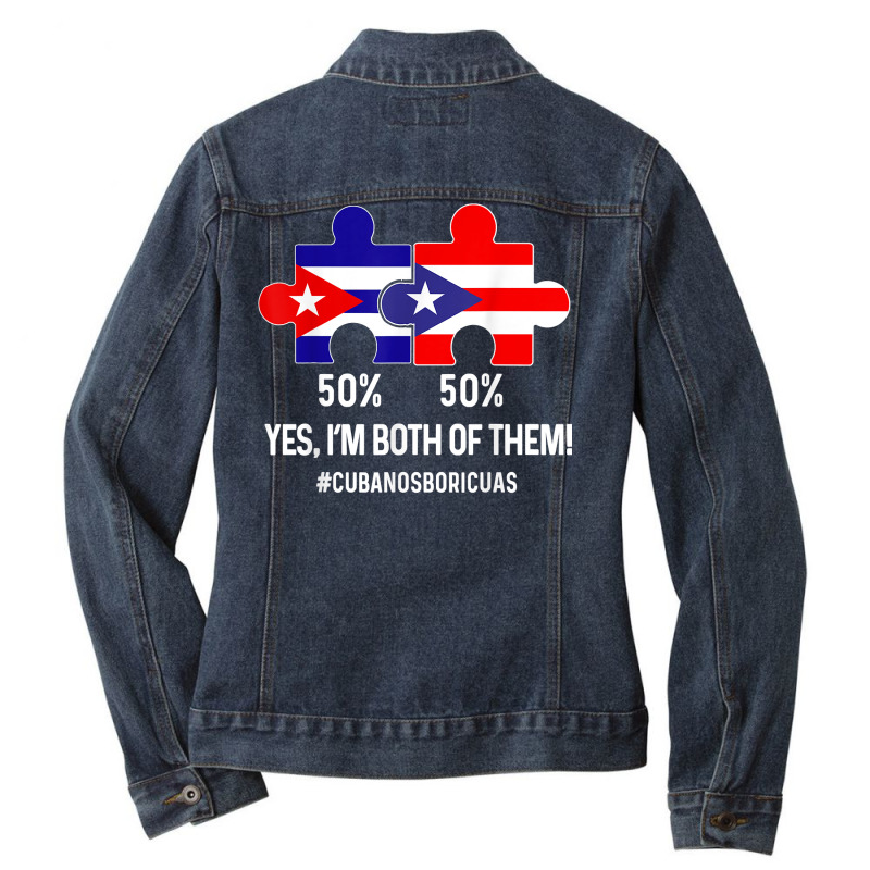 Half Cuban Half Dominican Flag Map Combined Cuba Rd T Shirt Ladies Denim Jacket by cm-arts | Artistshot