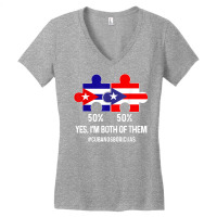 Half Cuban Half Dominican Flag Map Combined Cuba Rd T Shirt Women's V-neck T-shirt | Artistshot