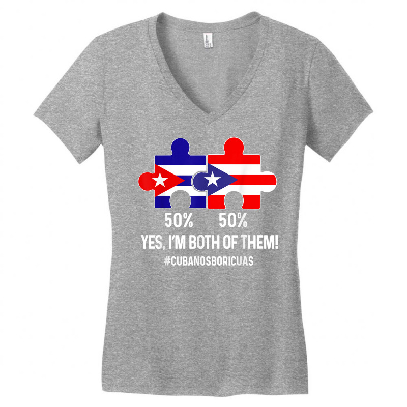 Half Cuban Half Dominican Flag Map Combined Cuba Rd T Shirt Women's V-Neck T-Shirt by cm-arts | Artistshot