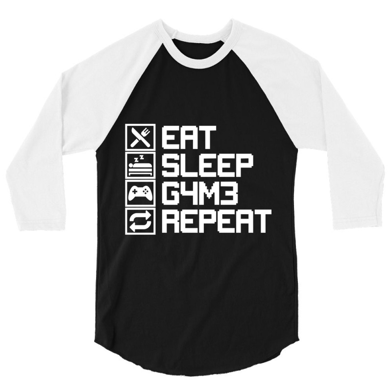 Eat Sleep Game Repeat Funny Leetcode Leet Gift 3/4 Sleeve Shirt | Artistshot