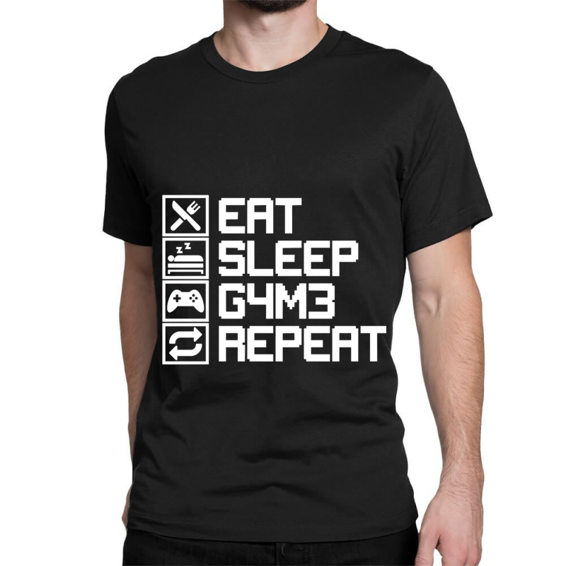 Eat Sleep Game Repeat Funny Leetcode Leet Gift Classic T-shirt | Artistshot