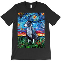 Pitbull Full Version Starry Night Dog Art By Aja T-shirt | Artistshot