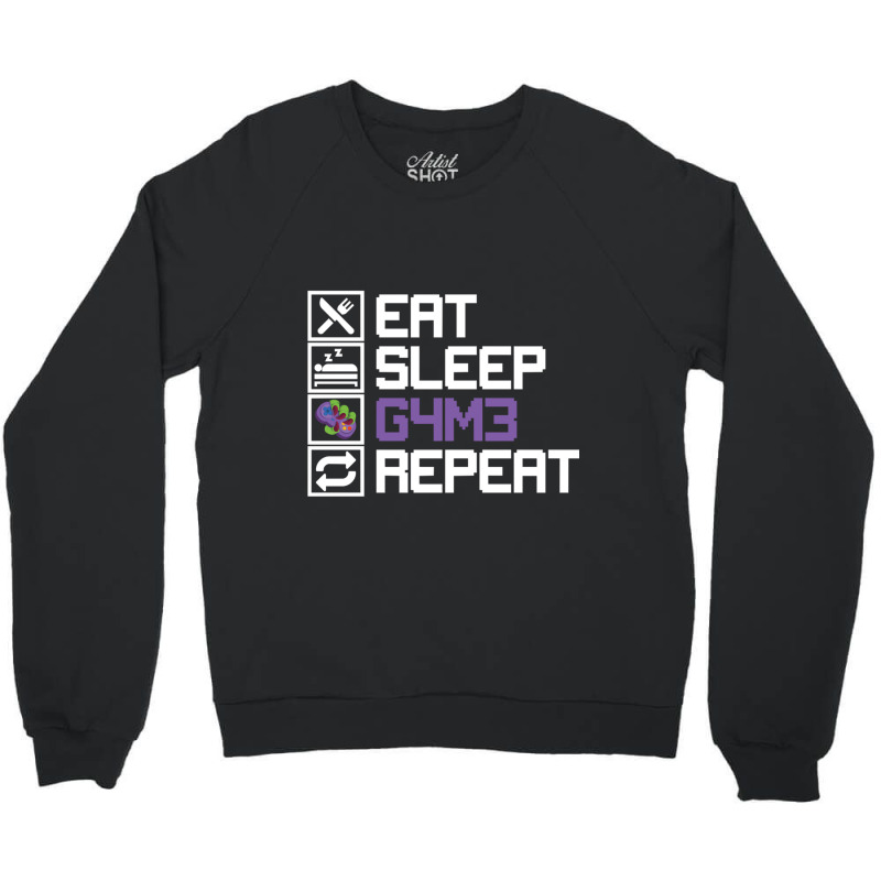 Eat Sleep Game Repeat Mmo Rpg Leetcode Leet Gift Crewneck Sweatshirt by RHONDAHARRISON | Artistshot