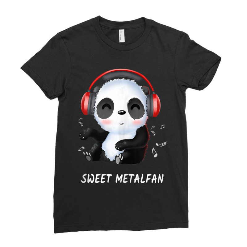 Sweet Metal Fan Panda Heavy Metal Music Rock Girl Ladies Fitted T-Shirt by cm-arts | Artistshot