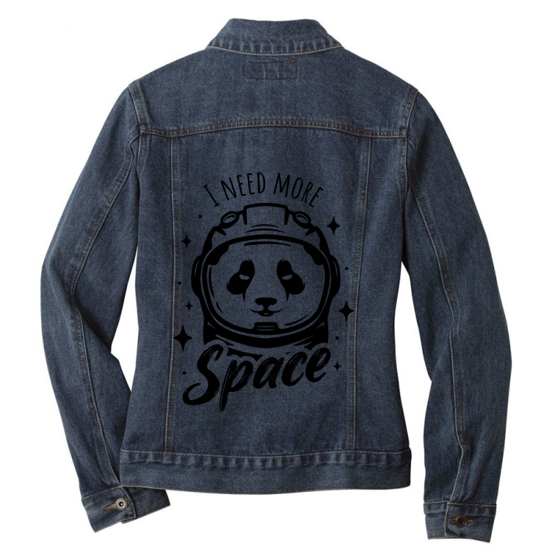 I Need More Space Funny   - Funny Astronaut Panda - Funny Space Astron Ladies Denim Jacket by cm-arts | Artistshot