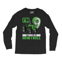 Green Farm Tractor 9th Birthday Party 9 Year Old Farmer T Shirt Long Sleeve Shirts | Artistshot