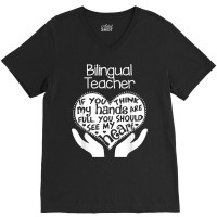 Bilingual Teacher T Shirt Heart Hands School Team Group Gift V-neck Tee | Artistshot