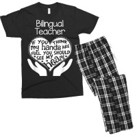 Bilingual Teacher T Shirt Heart Hands School Team Group Gift Men's T-shirt Pajama Set | Artistshot