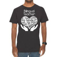 Bilingual Teacher T Shirt Heart Hands School Team Group Gift Vintage T-shirt | Artistshot