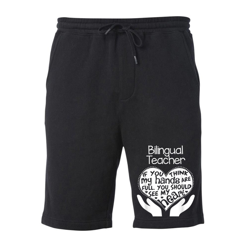 Bilingual Teacher T Shirt Heart Hands School Team Group Gift Fleece Short by cm-arts | Artistshot