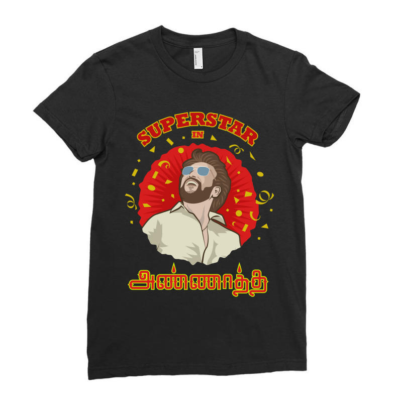 Annatha Tamil Movie Superstar Rajinikanth Ladies Fitted T-Shirt by cm-arts | Artistshot