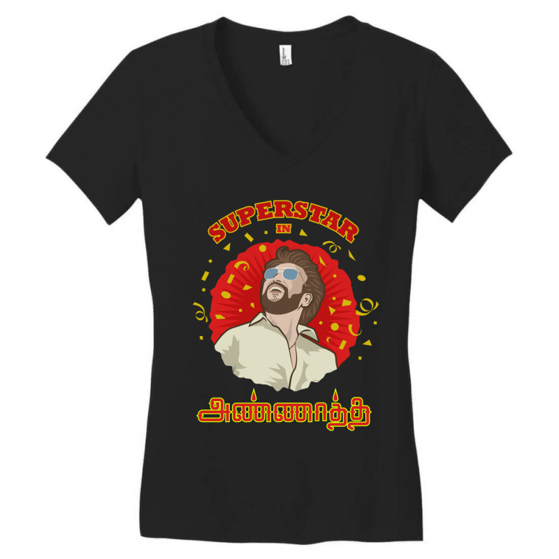 Annatha Tamil Movie Superstar Rajinikanth Women's V-Neck T-Shirt by cm-arts | Artistshot