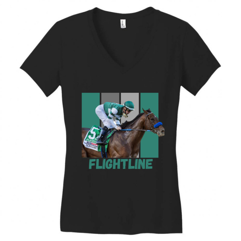 Flightline Horse Racing Thoroughbred Del Mar Santa Anita Sweatshirt Women's V-Neck T-Shirt by cm-arts | Artistshot