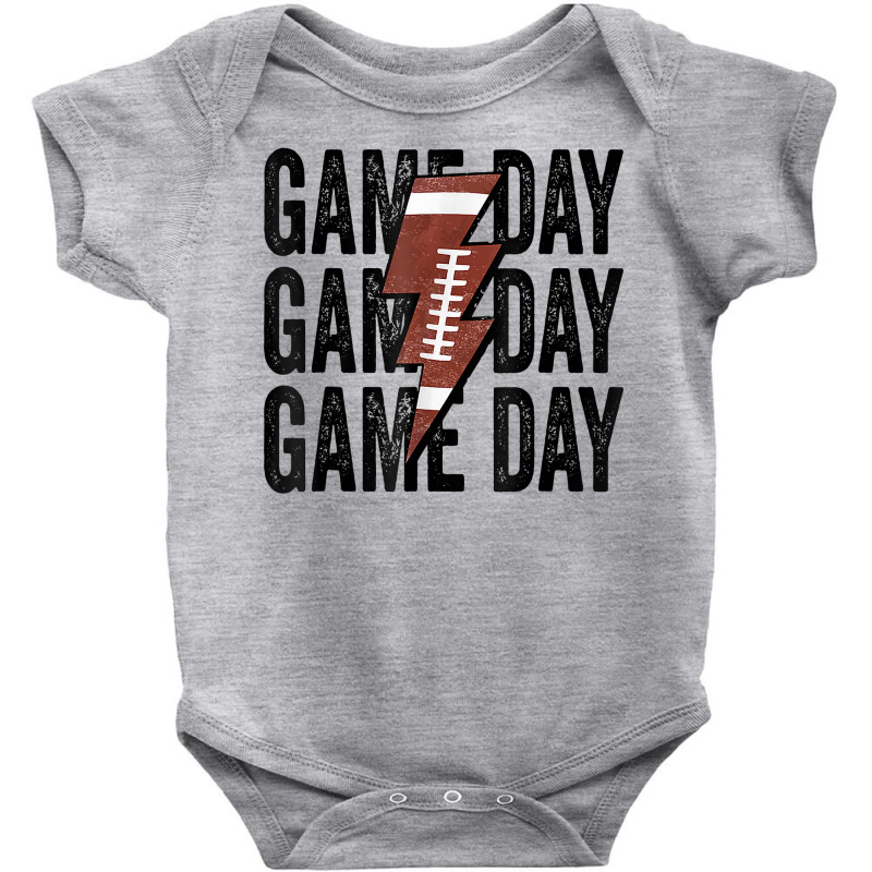 Vintage Game Day Football Lightning Bolt Funny Team Sport T Shirt Baby Bodysuit by cm-arts | Artistshot