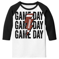 Vintage Game Day Football Lightning Bolt Funny Team Sport T Shirt Youth 3/4 Sleeve | Artistshot