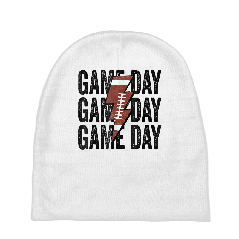 Vintage Game Day Football Lightning Bolt Funny Team Sport T Shirt Baby Beanies by cm-arts | Artistshot