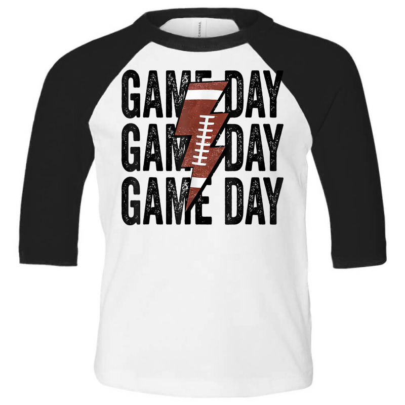 Vintage Game Day Football Lightning Bolt Funny Team Sport T Shirt Toddler 3/4 Sleeve Tee by cm-arts | Artistshot