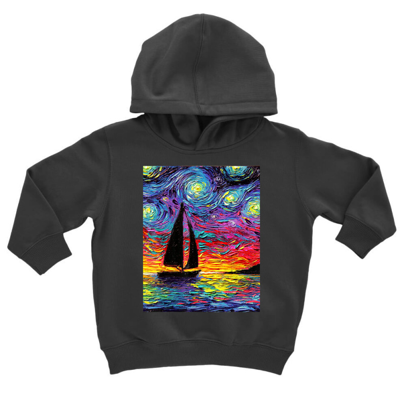 Sailboat Silhouette Starry Night Ocean Sunset Art By Aja Toddler Hoodie by vucongha | Artistshot