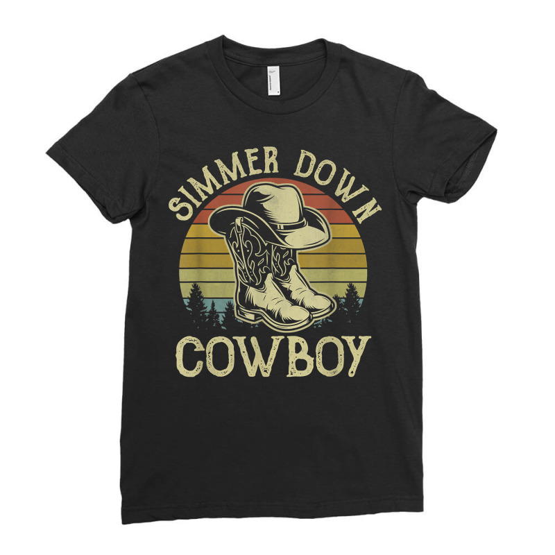 Simmer Down Cowboy Hat Western Country Music T Shirt Ladies Fitted T-shirt | Artistshot