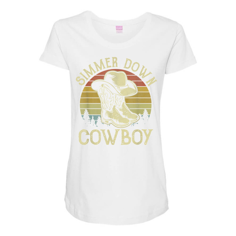 Simmer Down Cowboy Hat Western Country Music T Shirt Maternity Scoop Neck T-shirt by cm-arts | Artistshot