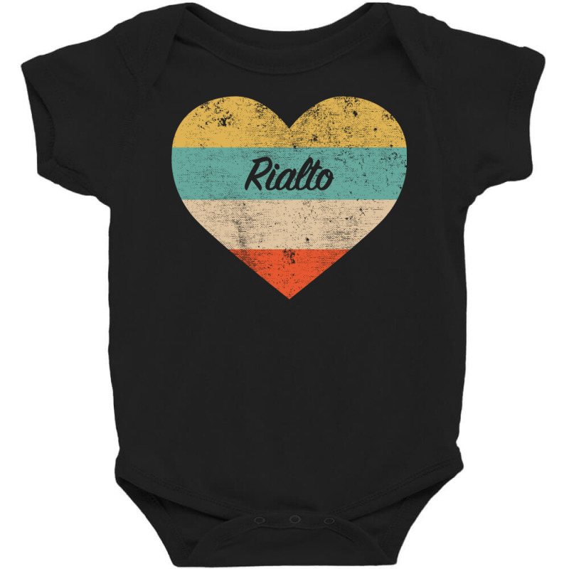 I Love Rialto California Vintage Distressed Retro Pullover Hoodie Baby Bodysuit by vacheu | Artistshot