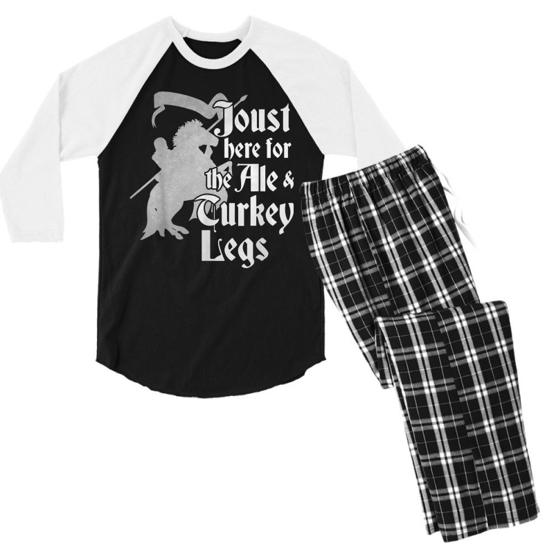 Joust Here For Ale & Turkey Legs Funny Renaissance Ren Faire T Shirt Men's 3/4 Sleeve Pajama Set by cm-arts | Artistshot