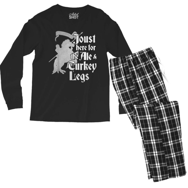 Joust Here For Ale & Turkey Legs Funny Renaissance Ren Faire T Shirt Men's Long Sleeve Pajama Set by cm-arts | Artistshot