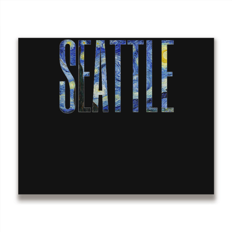 Seattle Van Gogh Starry Night Art Vincent Van Gogh Painting Metal Print Horizontal | Artistshot