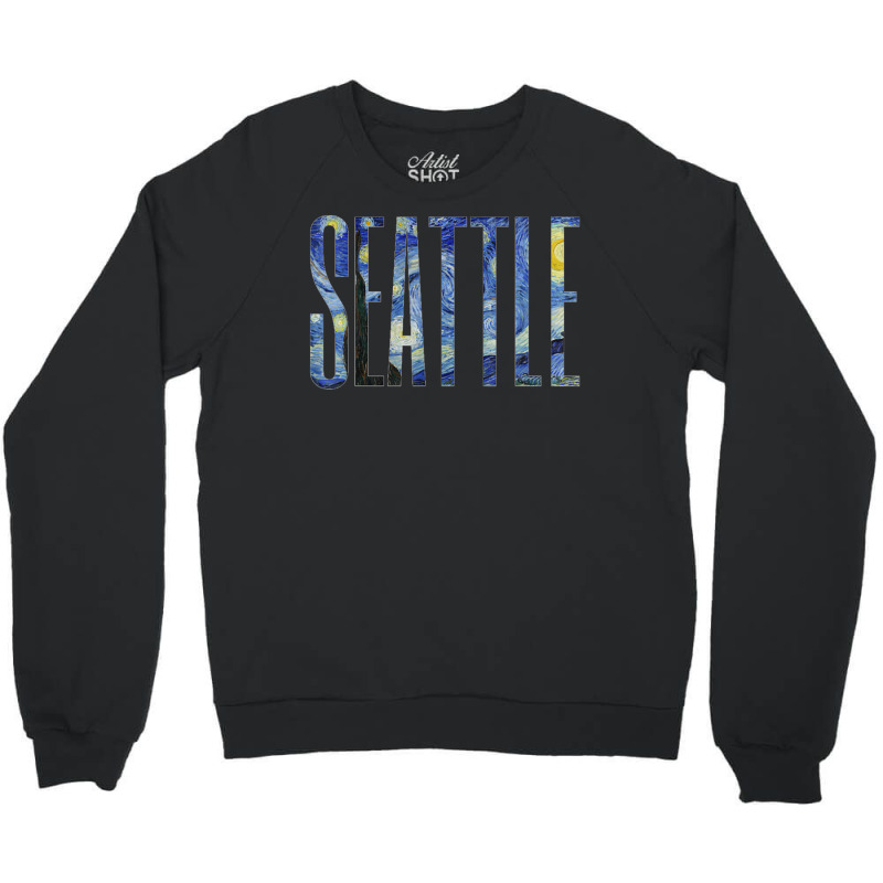 Seattle Van Gogh Starry Night Art Vincent Van Gogh Painting Crewneck Sweatshirt | Artistshot