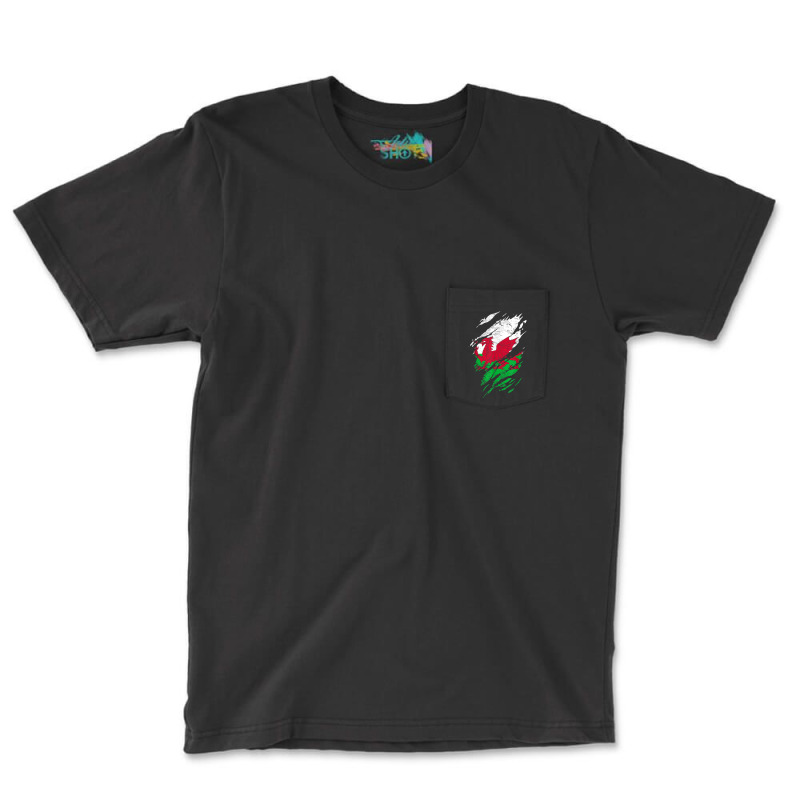 Wales Flag Welsh Dragon Baner Y Ddraig Goch Cardiff Heritage T Shirt Pocket T-Shirt by cm-arts | Artistshot