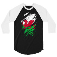 Wales Flag Welsh Dragon Baner Y Ddraig Goch Cardiff Heritage T Shirt 3/4 Sleeve Shirt | Artistshot