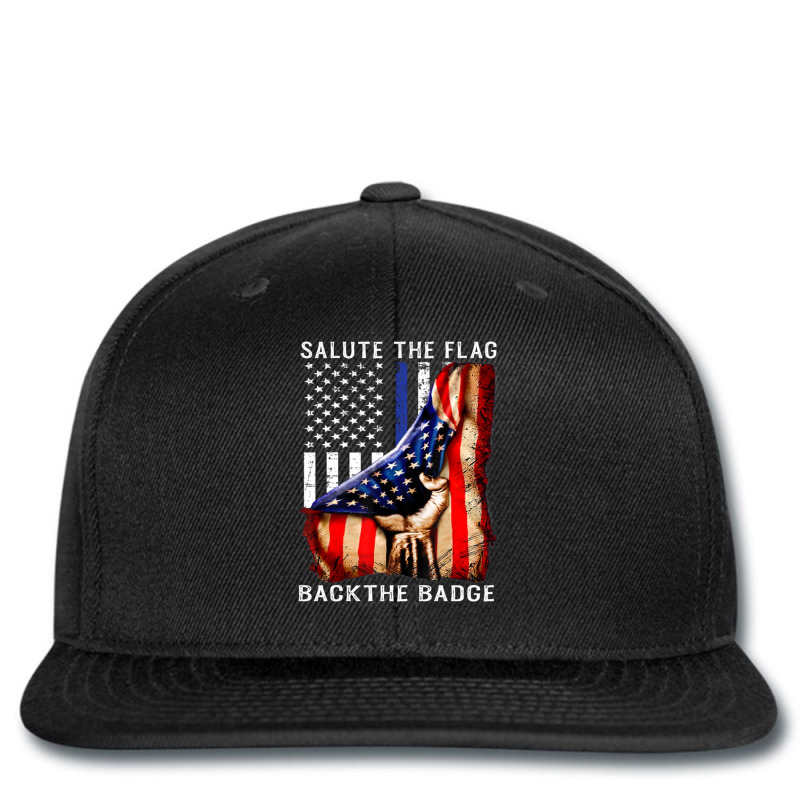 Salute The Flag Back The Badge T Shirt Flag Police Hand Gift Pullover Printed hat by cm-arts | Artistshot