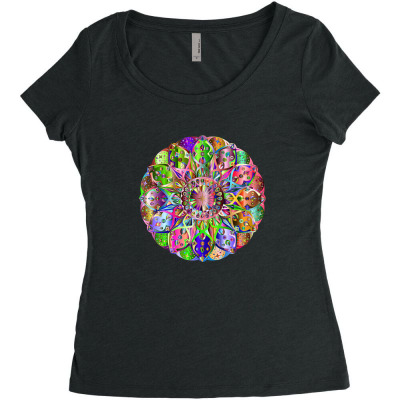 Vintage Mandala Old Fashion Retro Colors T-shirts Women's Triblend Scoop T-shirt Designed By Arnaldo Da Silva Tagarro