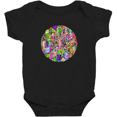 Vintage Mandala Old Fashion Retro Colors T-shirts Baby Bodysuit Designed By Arnaldo Da Silva Tagarro
