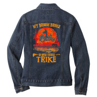 Witch My Broom Broke So Now I Ride A Trike Halloween Costume T Shirt Ladies Denim Jacket | Artistshot