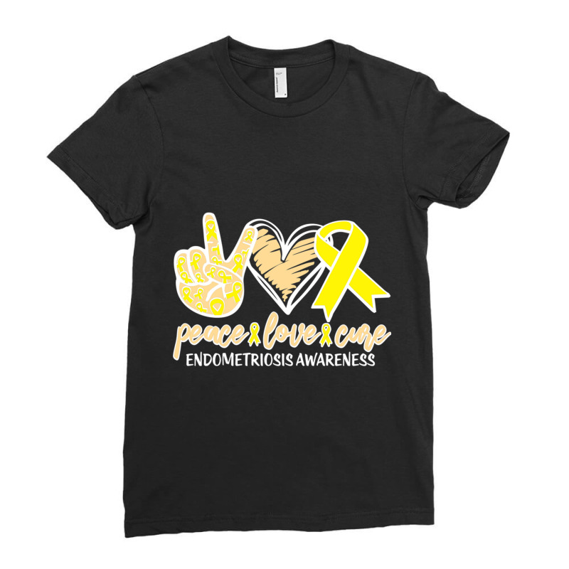 Peace Love And Cure Endometriosis Awarenesss Womens Health Ladies Fitted T-Shirt by NINOZKABAUGHMAN | Artistshot