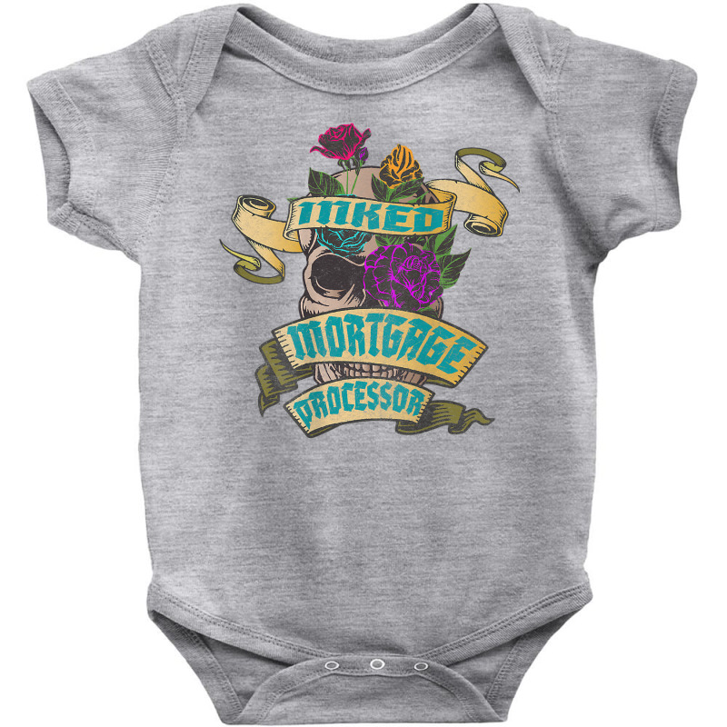 Mortgage Processor Inked Skull Tattoo Backside Design T Shirt Baby Bodysuit | Artistshot