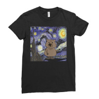 Smileteesall Wombat In Starry Night Art Ladies Fitted T-shirt | Artistshot