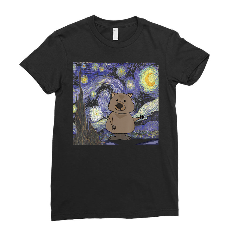 Smileteesall Wombat In Starry Night Art Ladies Fitted T-Shirt by vucongha | Artistshot