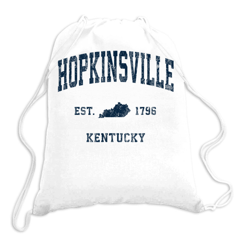 Hopkinsville Kentucky Ky Vintage Athletic Navy Sports Design T Shirt Drawstring Bags | Artistshot