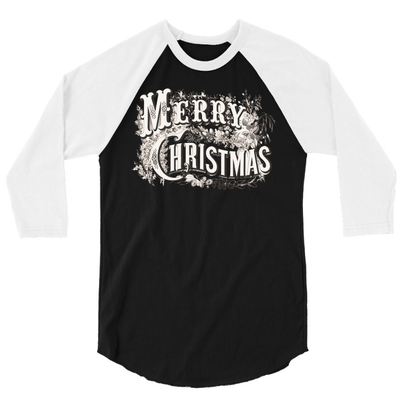 Merry Christmas   Currier & Ives Engraving Long Sleeve T Shirt 3/4 Sleeve Shirt by geculaexok | Artistshot