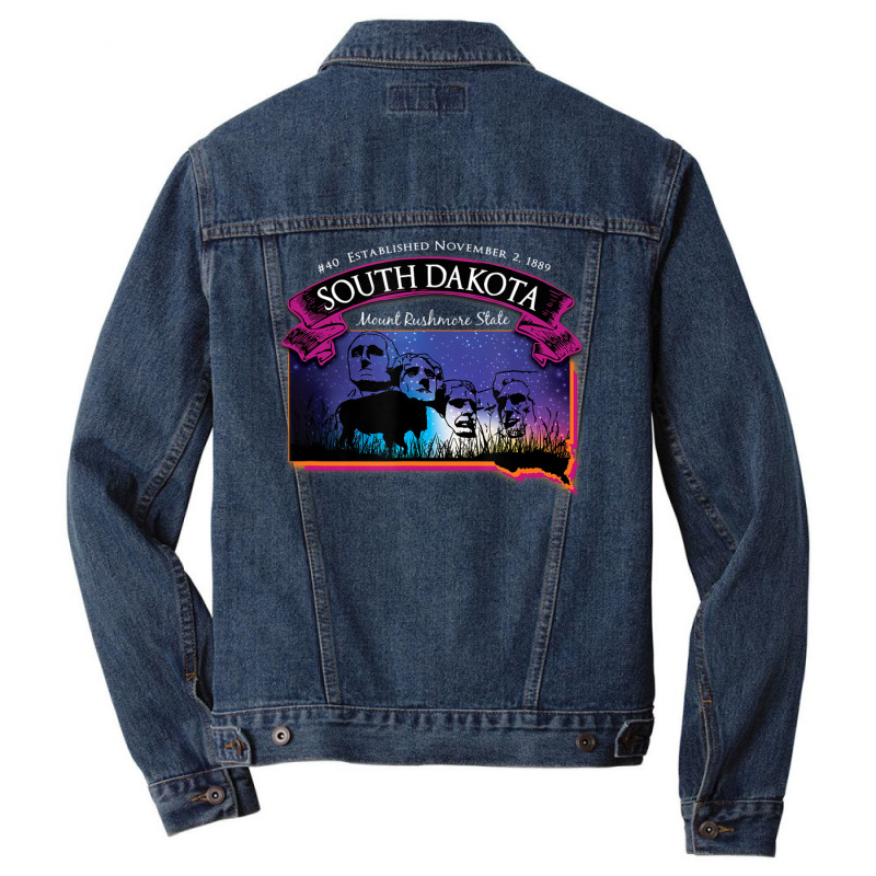 South Dakota Mount Rushmore State Map Buffalo Starry Night Men Denim Jacket by vucongha | Artistshot