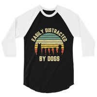 Easily Disraced By Dogs Shir Dog Shir Dog Lover 3/4 Sleeve Shirt | Artistshot